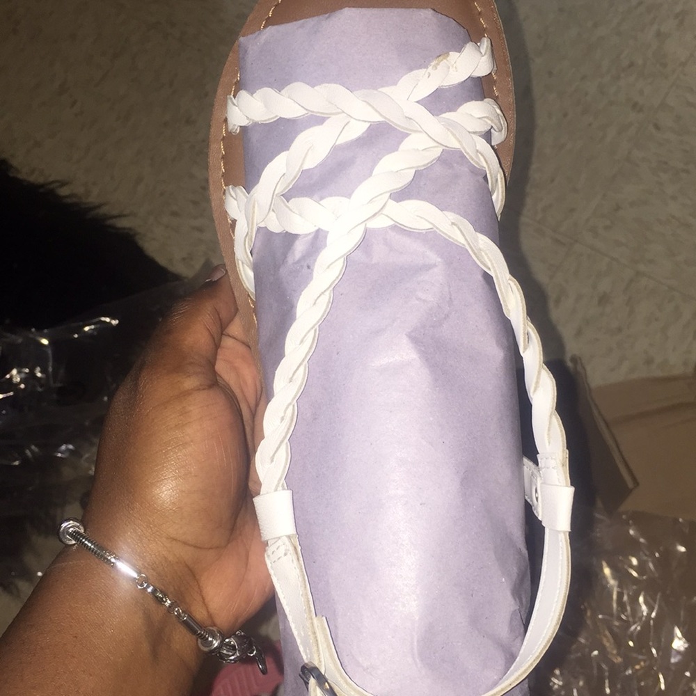 White scrappy sandals l